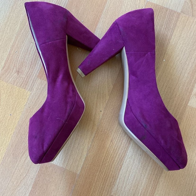 H&M Mor Süet Dolgu Topuk Kadın Ayakkabı - Görsel 3