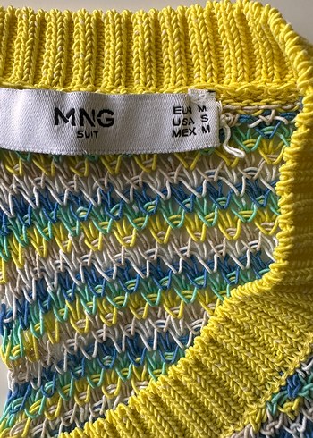 Mango Renkli Örgü Kolsuz Kadın Süveterimsi