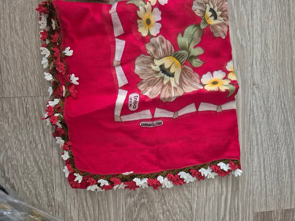 Dantel Detaylı Renkli Bohem Kadın Fular - Görsel 3