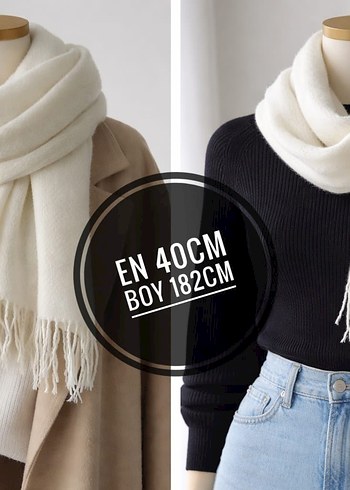 ekru atkı şal - Görsel 3