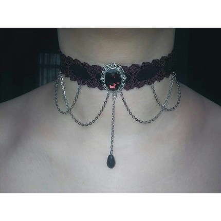 Bordo Elişi Gothic Choker