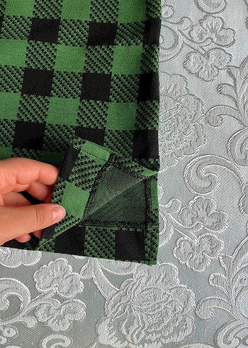 Zara Yeşil Siyah Kareli Mini Etek