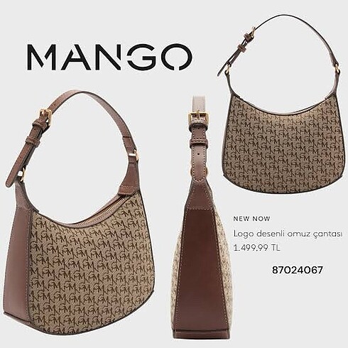 mango logo desen omuz çantası