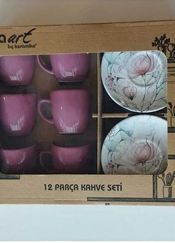 6 kişilik fincan takımı 12 parça keramika 