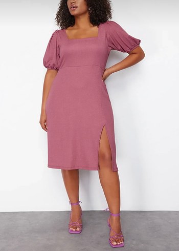 Pembe Midi Boy Modern Kadın Elbise