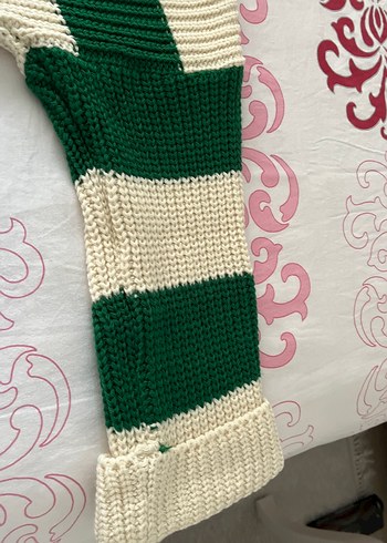 Yeşil Çizgili Örgü Kadın Kazak - Görsel 4