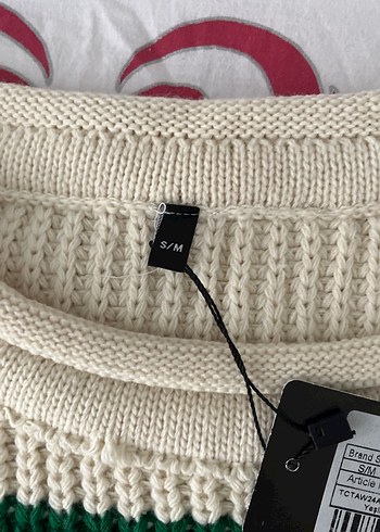 Yeşil Çizgili Örgü Kadın Kazak - Görsel 3