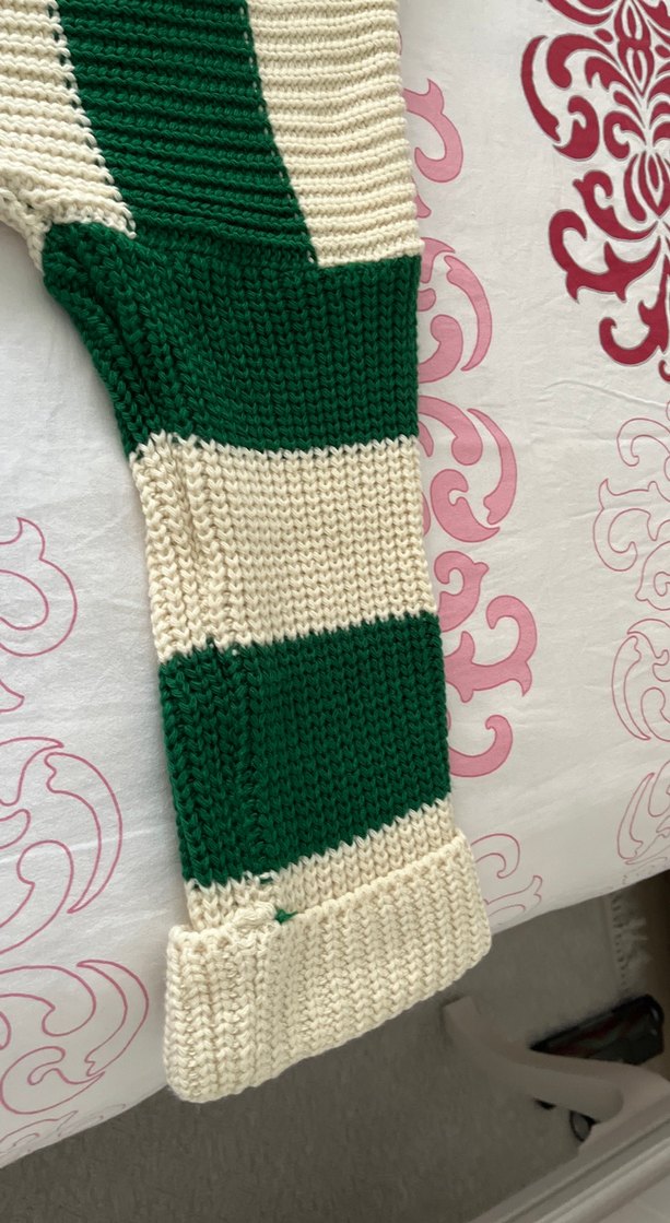 Yeşil Çizgili Örgü Kadın Kazak - Görsel 4