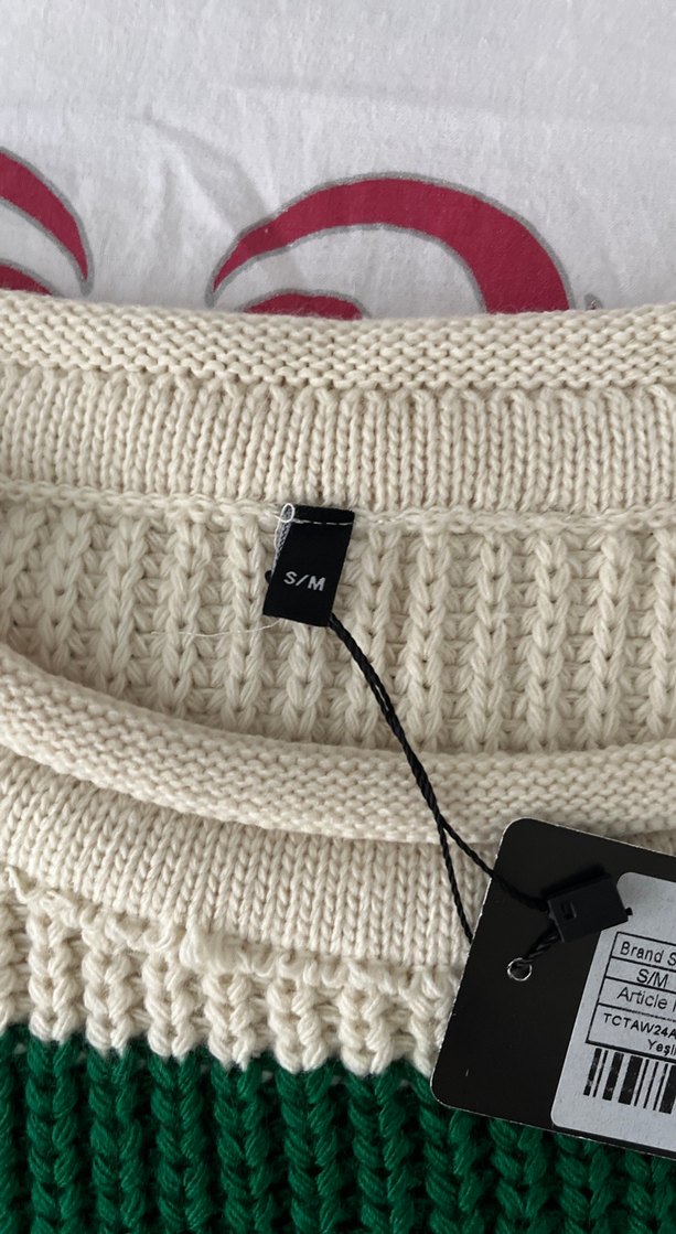 Yeşil Çizgili Örgü Kadın Kazak - Görsel 3