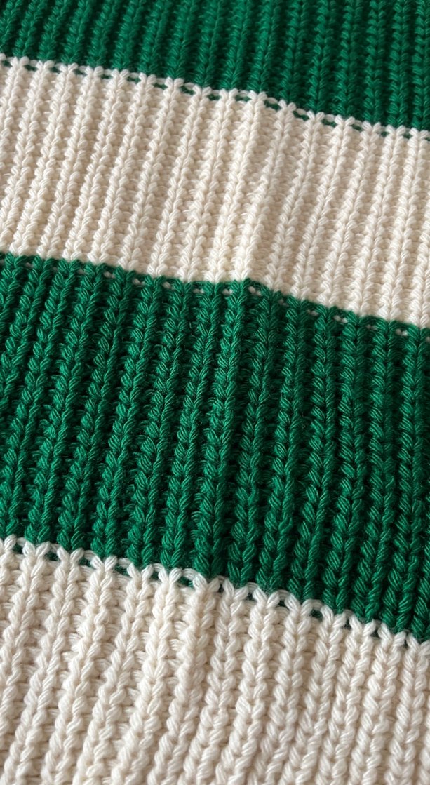 Yeşil Çizgili Örgü Kadın Kazak - Görsel 5