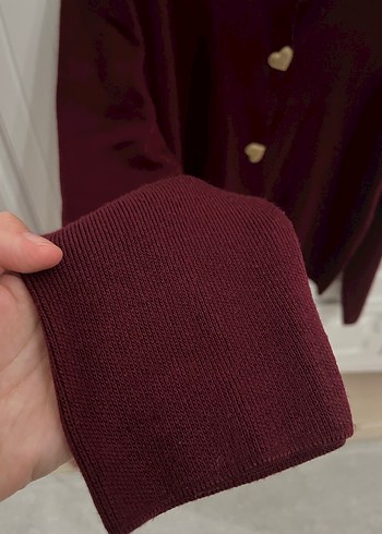 Bordo Düğmeli Kadın Hırka - Görsel 2