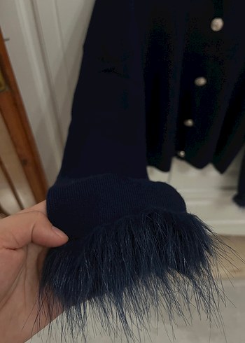 Düğmeli lacivert Kadın Hırka - Görsel 3