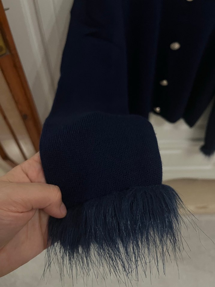 Düğmeli lacivert Kadın Hırka - Görsel 2