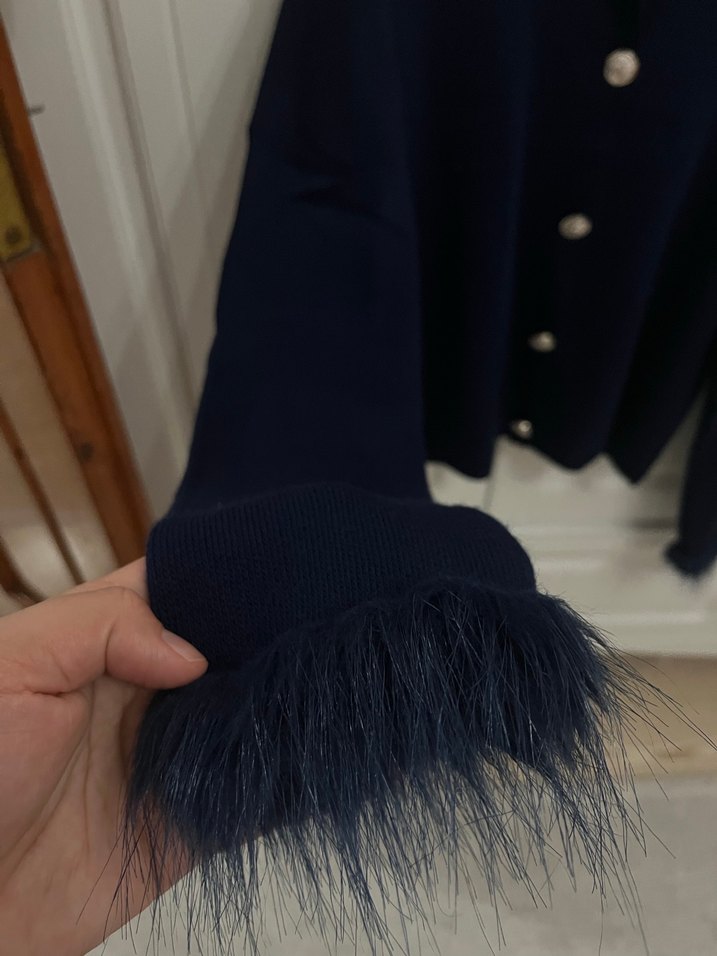 Düğmeli lacivert Kadın Hırka - Görsel 3