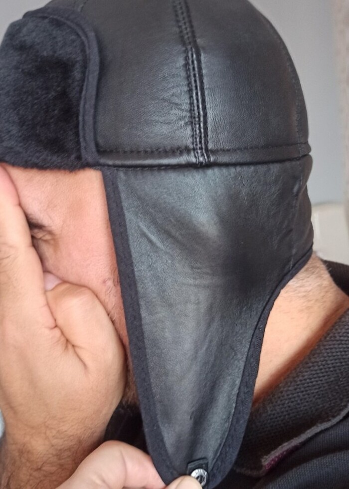 Hakiki deri şapka  - Görsel 5