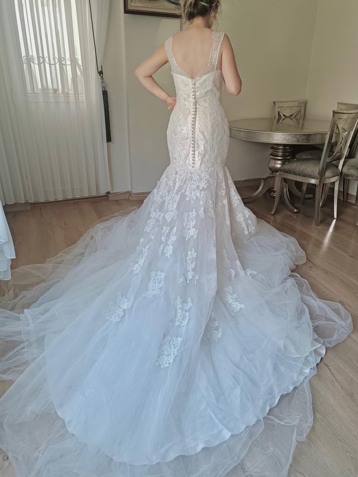 Beyaz Straplez Denizkızı Gelinlik - Görsel 3