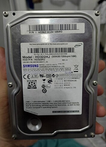 320gb Samsung harddisk 7200 rpm