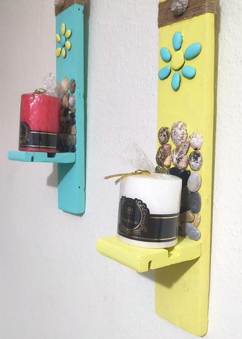 Renkli Çocuk Rafı Turkuaz ve Sarı - Görsel 3