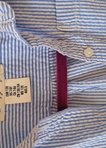 Mavi Çizgili Çocuk Kısa Kollu Gömlek - Görsel 3