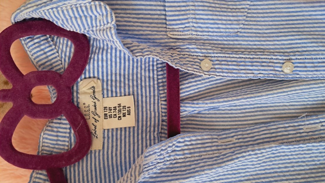 Mavi Çizgili  Çocuk Kısa Kollu Gömlek - Görsel 3