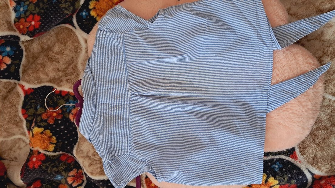 Mavi Çizgili  Çocuk Kısa Kollu Gömlek - Görsel 4