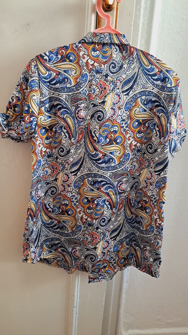 Bohem Desenli Kısa Kollu Gömlek - Görsel 4