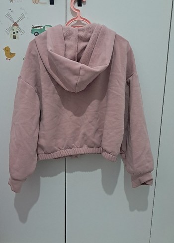 Kız Çocuk Pembe Kapüşonlu Fermuarlı Sweatshirt - Görsel 4