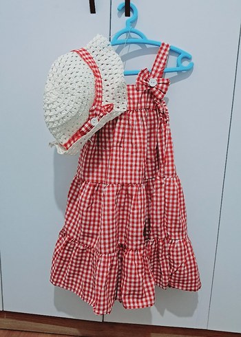 Kırmızı Kareli Fırfırlı Kız Elbisesi - Görsel 4