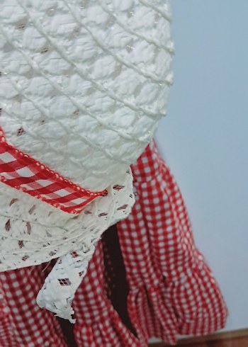 Kırmızı Kareli Fırfırlı Kız Elbisesi - Görsel 2