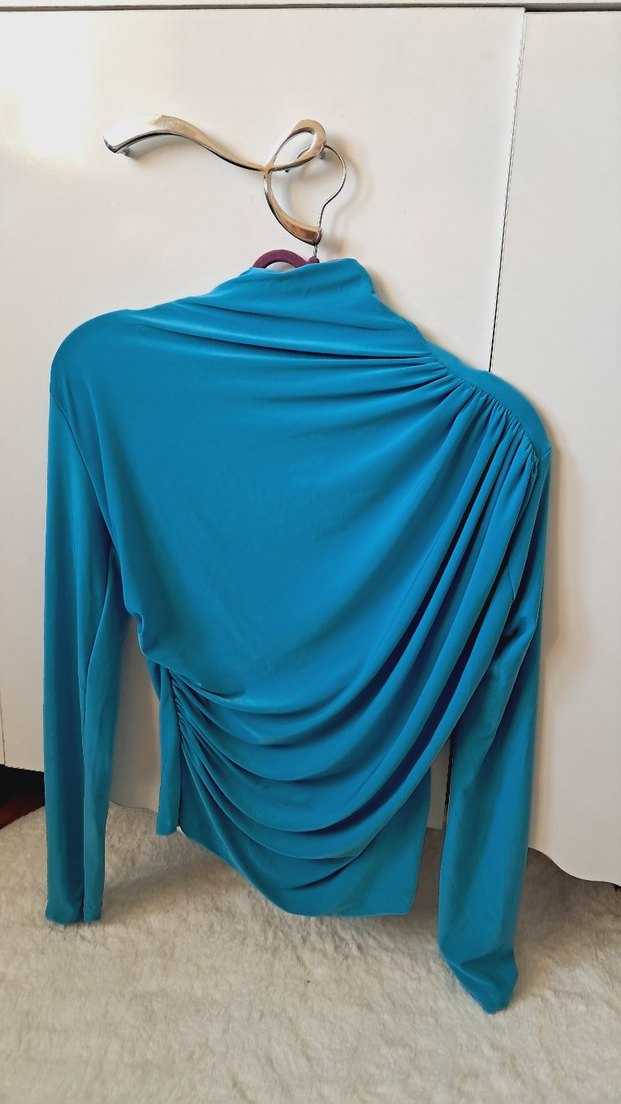 Uzun Kollu Drapeli Mavi Bluz - Görsel 2