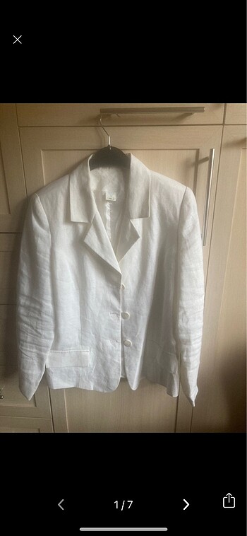 Beyaz Blazer Keten