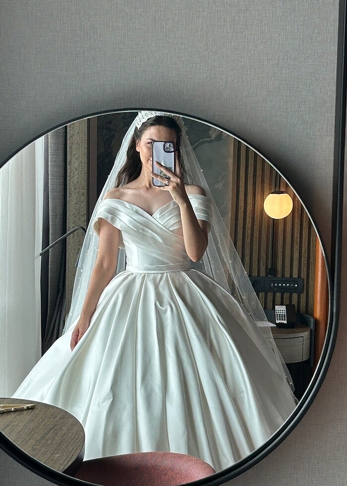 BEYAZ SATEN GELİNLİK - Görsel 2