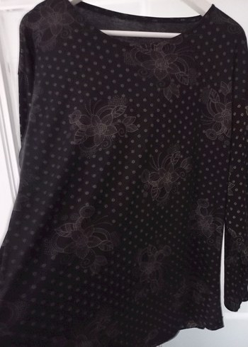 Diğer Siyah Batik Desenli Uzun Kollu Kadın Bluz