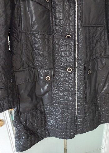 Düğmeli Uzun Deri Kadın Ceket - Görsel 7