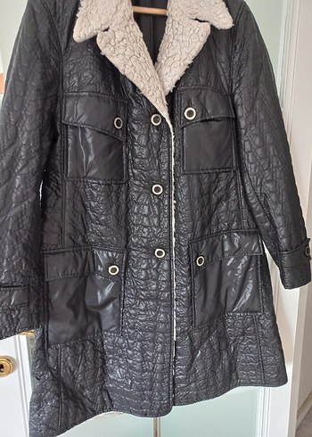 Düğmeli Uzun Deri Kadın Ceket - Görsel 6