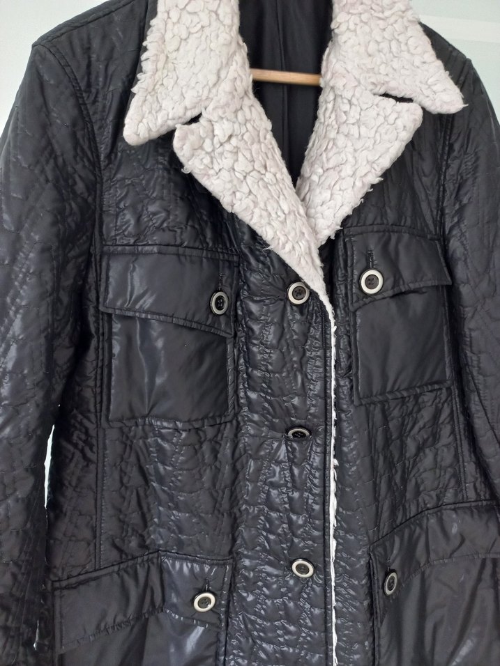 Düğmeli Uzun Deri Kadın Ceket - Görsel 3