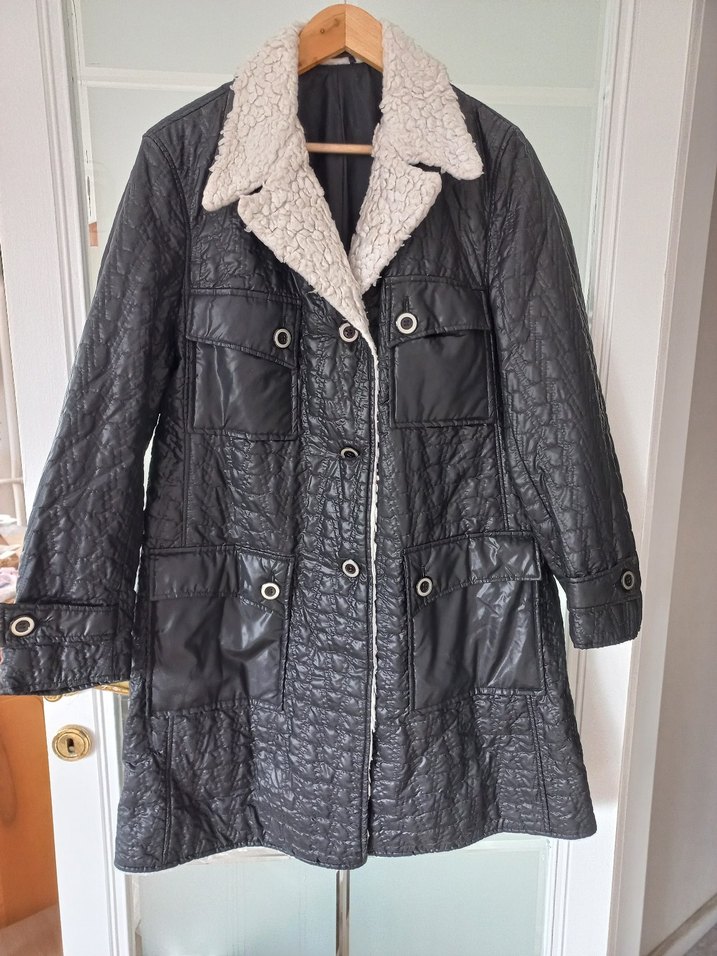 Düğmeli Uzun Deri Kadın Ceket - Görsel 2