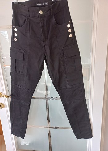 Siyah Düğmeli Kadın Denim Pantolon - Görsel 3