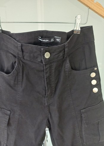 Siyah Düğmeli Kadın Denim Pantolon - Görsel 7