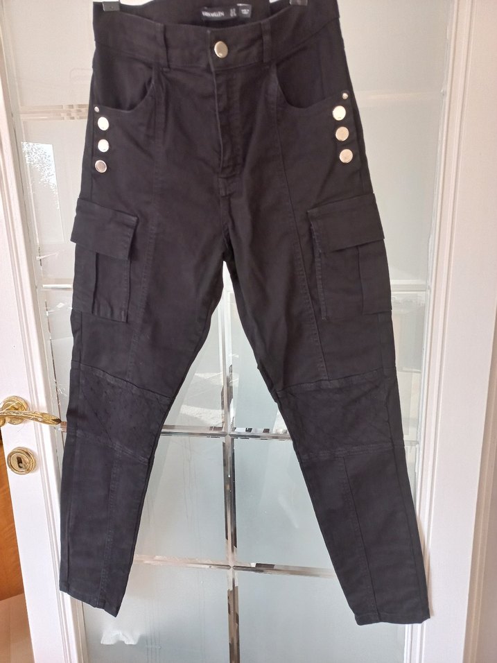 Siyah Düğmeli Kadın Denim Pantolon - Görsel 4