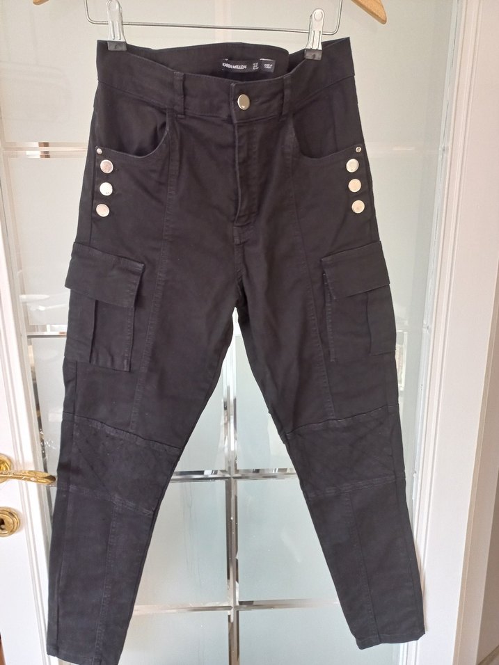 Siyah Düğmeli Kadın Denim Pantolon - Görsel 2