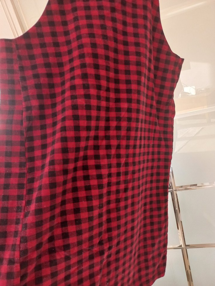 Bordo Kareli Askılı Kemerli Kız Salopet - Görsel 3