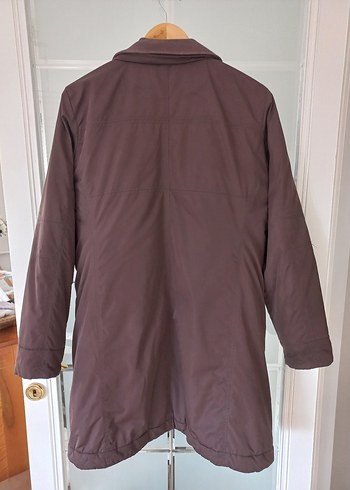 Dikişsiz Kahverengi uzun Kadın mont pardüsö - Görsel 4