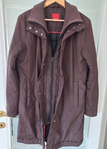 Dikişsiz Kahverengi uzun Kadın mont pardüsö - Görsel 5