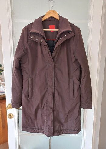 Dikişsiz Kahverengi uzun Kadın mont pardüsö - Görsel 3