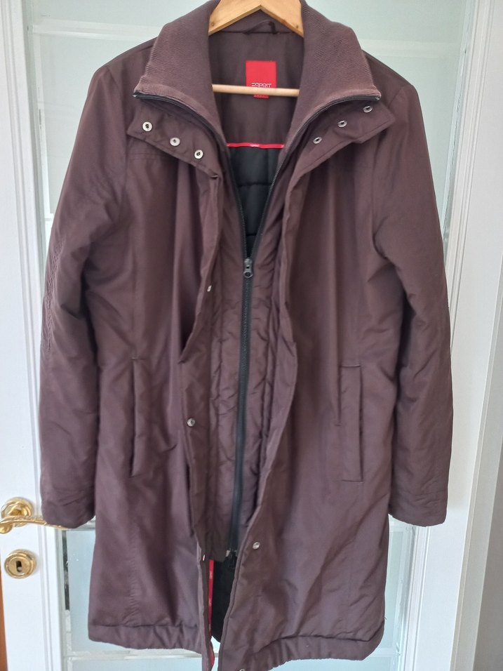 Dikişsiz Kahverengi uzun Kadın mont pardüsö - Görsel 5