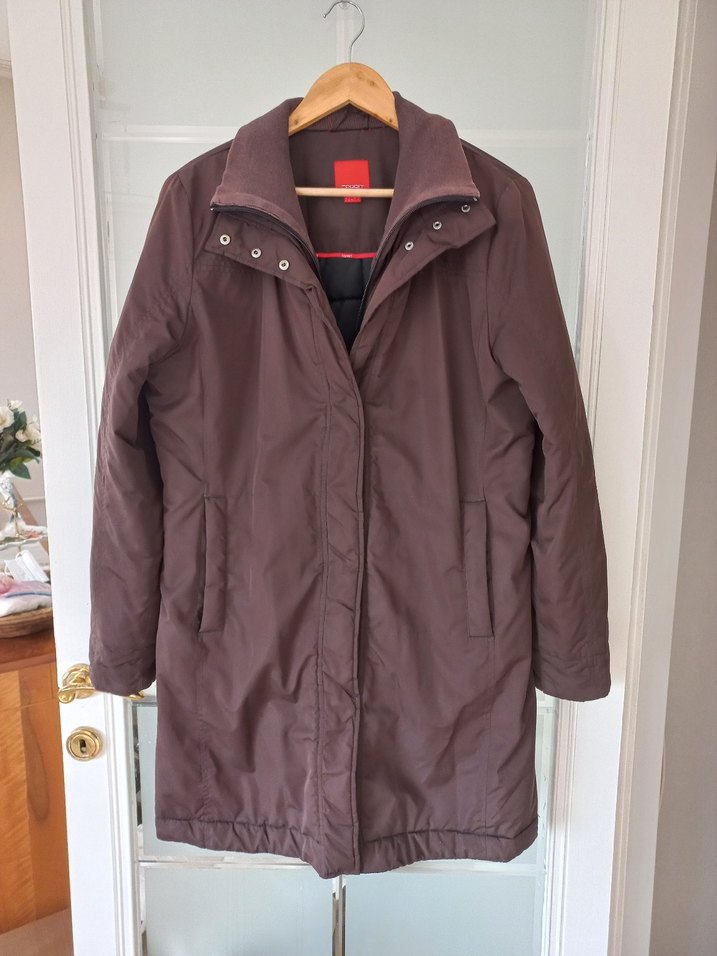 Dikişsiz Kahverengi uzun Kadın mont pardüsö - Görsel 3