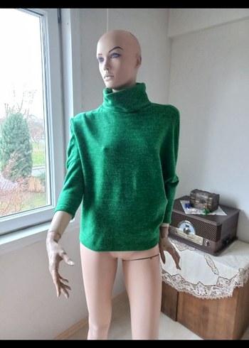 Yeşil Yarım Balıkçı Yaka Kadın Kazak - Görsel 4