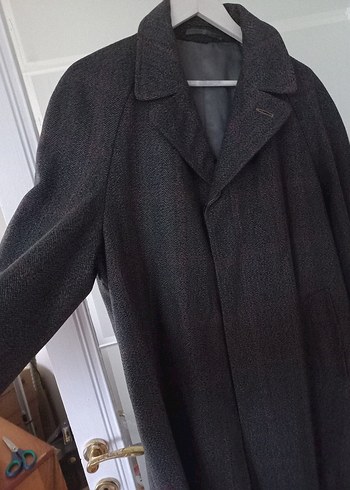 Erkek Gri Yün Düğmeli Midi Klasik pardüsö - Görsel 4