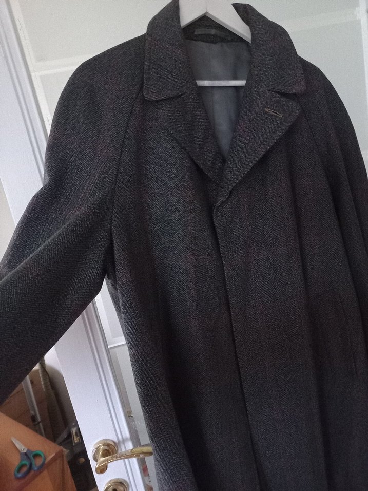 Erkek Gri Yün Düğmeli Midi Klasik pardüsö - Görsel 4